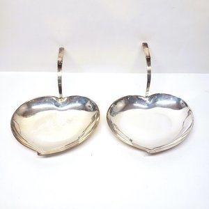 Vintage Three Crowns Nut Dish Silver Plate Waterlily Leaf Trinket Set Lot x2 USA